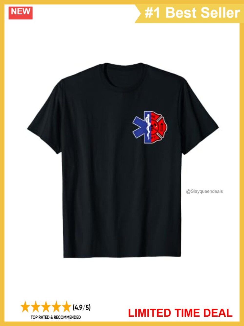 EMT Firefighter Two Sided Print T-Shirt Classic Fit Crew Neck